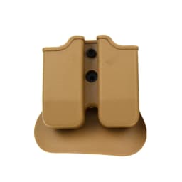 Tactical Double Magazine Holster Universal 9mm .40 Caliber Stack Mag Holder with 1.5-2 Inches Belt Clip and Paddle for Hunting