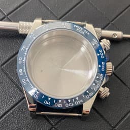 VK63 Watch Case with Sapphire Glass Stainless Steel Case with Ceramic Bezel Men's Watch Accessories for VK63 Quartz Movement