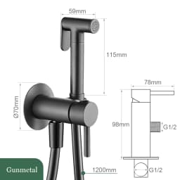 Solid Brass Brushed Rose Gold Bidet Sprayer Faucet Wall Mount Bathroom Mixer with Hose Hand-held Hot Cold Water