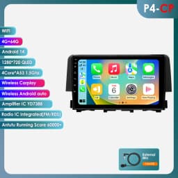 Hizpo Android 13 Stereo For Honda Civic 10th 2016 2017 2018 2019 2020 Car Radio Multimedia Video Player GPS Carplay Head Unit BT