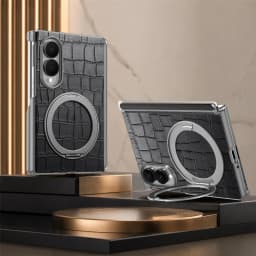 Luxury Magnetic Crocodile Pattern Leather Case for Samsung Z Fold 8 Wide Shockproof for Magsafe Central Axis Protection Cover