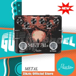 Rowin Heavy Metal Distortion Guitar Effect Pedal with 80s or 90s Metal Sounds Crazy Metal Sounds and Earphone Useable Output