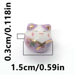 15mm 6pcs Tie Lucky Cat Shape Ceramic Beads For DIY Bracelet Keychain Necklace Gifts Accessories Bead