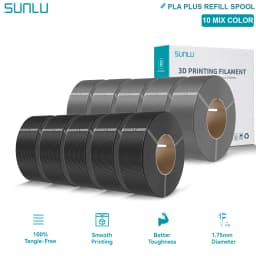 SUNLU PLA/PETG/PLA PLUS 3D Filament Refill 1.75mm Neatly Wound 3D Filament Bundle Refill for Most Brand Reuseable Spool 10KG