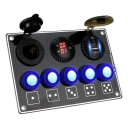 For RV Car Marine 12/24V LED Voltage Display Car Switch Panel 5 Gang