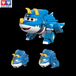 Auldey Original Super Wings Big Wing STEGO Dinosaur Mega Transformation Toy - Kids Robot Firefighter with Hangar Christmas Gift
