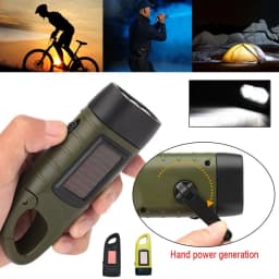Portable LED Flashlight Tent Light Hand Crank Dynamo Solar Power Torch for Outdoor Camping Hiking Long-range Emergency Lantern