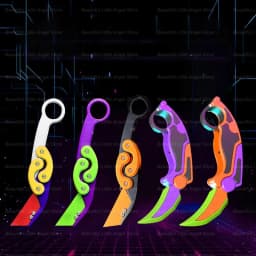 New 3D Mini Butterfly Knife Printing Gravity Knife Cub Jumping Small Radish Knife Mini Model Pendant Push Card Decompression Toy