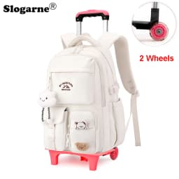 2026 Children Wheeled Backpack Students Schoolbag Rolling Backpacks Bag Kids School Trolley Bookbag Girls School Bag with Wheels
