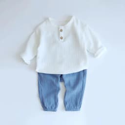 2Pcs Organic Cotton Kids Baby Sets Spring Summer Solid Tshirt Top + Pant Casual Toddler Boy Clothing