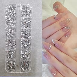 Nail Art Rhinestones Kit 2400pcs Nail Gems Ab Flatback Rhinestones Gems Stones with Storage Organizer for Design Bright Holiday