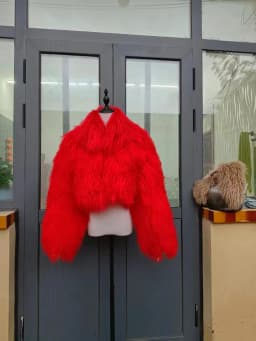 Sai Deng Qiu Li Winter Polychrome Warm Stand Collar Real Mongolia Sheep Fur Jacket Coat Women