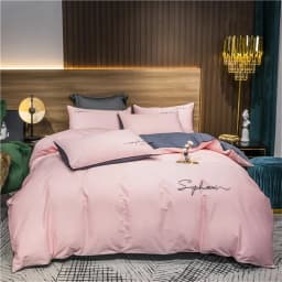 Svetanya Solid Cotton Embroidery Bed Linens Hotel Home Bedding Sets Sheet Pillowcase Duvet Cover Set