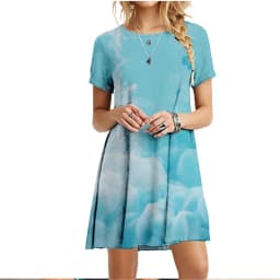 New 2022 Women Dresses 3D Flame Cloud Eruption Dress Summer Casual Short Sleeve Loose Plus Size Dress Fashion Print Clothing 6XL