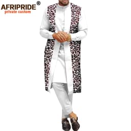 African Traditional Clothing for Men Print Coats Dashiki Shirts and Ankara Pants 3 Piece Set Tribal Outfits Plus Size A2016034
