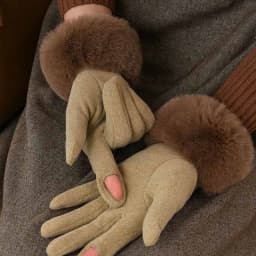 Women Winter Keep Warm Plush Wrist Fingertips Clamshell Touch Screen Gloves Fashion Elegant Retro Luxury Drive Cycling Thicken