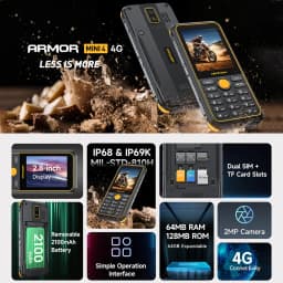Ulefone Armor Mini 4 Rugged 2.8 inch Unisoc T117 64MB RAM 128MB ROM 2MP Rear Camera 2100mAh Battery 4G Global Version