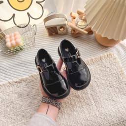 Spring Girl's Leather Shoes Sewing Hook-loop Daily Chic Kid's Flat Shoe Black Brown Anti-slip Glossy School Children Shoes 7-12Y