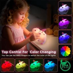 Milk Dragon Night Light for Kids, Cute Dinosaur Lamp Gifts Dimmable Silicone Magnetic Bedside Lamps, Rechargeable Squishy