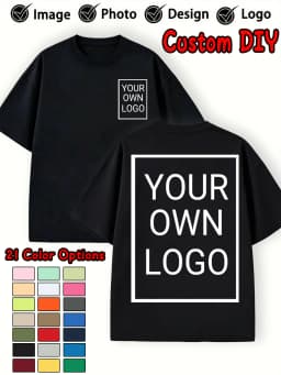 Double Sided Custom Logo T-Shirt Summer Y2K Loose Cotton Short Sleeves Crewneck Casual T Shirts Team Company Women's Tops