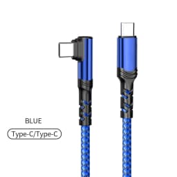 120W 0.3m/1m/2m 90 Degree Elbow Nylon Braided Quick Charger Elbow USB C to Type C Cord Cable For iPhone 15 16 17 Samsung Xiaomi