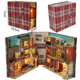 DIY Book Nook Insert Kits Wooden DollHouse Building Toys Magic House Casa Bookend With LED Lights Bookshelf Home Decoration Gift