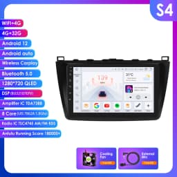 Hizpo 2Din 9inch Android Auto Car Radio for Mazda 6 2007 - 2012 CarPlay Screen GPS Navigation 4G BT WiFi SWC DSP RDS 360° Cam