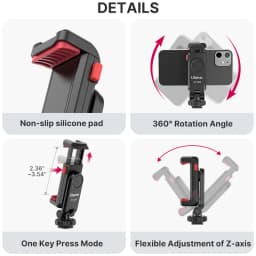 Ulanzi ST-06S Universal 360° Mobile Phone Clip Holder for 1/4 Screw Tripod Mount Adapter For Samsung iPhone Xiaomi Cellphone