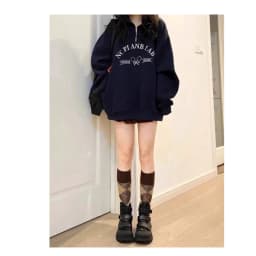 American Style Retro Collar Sweatshirt Jacket Women's New Early Autumn Oversize Small Size Long Sleeve Top