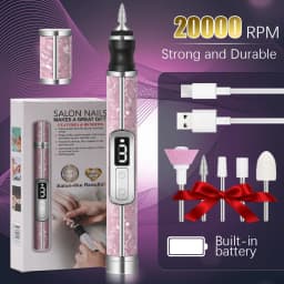 YIKOOLIN Electric Nail Drill Set Portable 4 Speeds Professional Manicure Pedicure Kit for Nail Salon Exfoliation Polishing