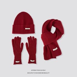 Winter Warm Knitted Hat Scarf Gloves Women's Windproof Adult Three-piece Set Scarves Solid Color Fashion Korean Hats for Women