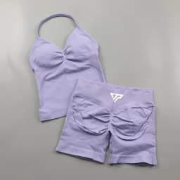 Keep That Pump 2 Piece Sets Shorts Top Women's Outfits Yoga Sets Gym Sets High Quality Seamless Lace-Up Bra Scratch Sports Sets