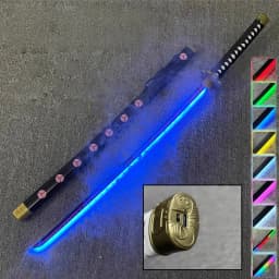 40in Demon Slayer Agatsuma Zenitsu Katana LED Mist Original Sabre Vapor Cosplay Accessories Prop Wood Schwert Vapour Toy Gift