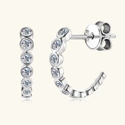 2024 New 0.19cttw Moissanite C Shape Stud Earrings Pure Silver 925 Real D Color Moissanite Diamond Earrings for Women Jewelry