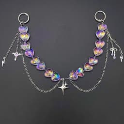 Iridescent Detachable ITA Bag Double Chain Star Heart Pendant DIY Bag Decorative Chain Pain Bag Charm Fashion Waist Chain