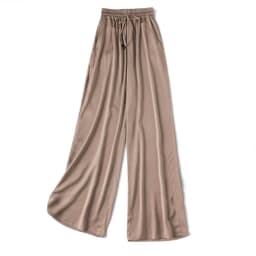 Vertical Naked Feeling 93% Natural Mulberry Silk Elastic Double Qiao Satin Elastic Waist Women's Fashionable Wide Leg Pants