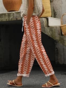 Ladies New Hot Plus Size Printed Simple Roll-up Casual Pants Streetwear Women PantsNine-minute Pants Breathable CoolSummer
