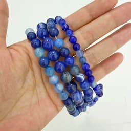 Natural Stone Lapis Lazuli Color Stripes Agate Round Loose Beads 6 8 10 12MM Pick Size For Jewelry Making
