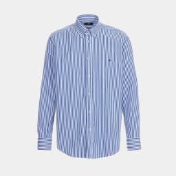 PG Men's Vertical Striped Button-Down Shirt, Regular Fit Long Sleeve Business Casual Cotton Dress Shirt for Work Office