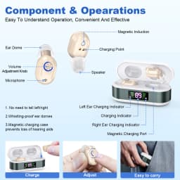 CIC Rechargeable Digital Display Hearing Aid Hearing Loss Elderly Adjustable Sound Amplifier Portable Charging Case