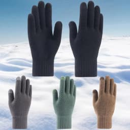 Winter Men Knitted Gloves Warm Full Fingers Touch Screen Anti-Slip Gloves for Cycling Running Driving Hiking Camping Work Mitte