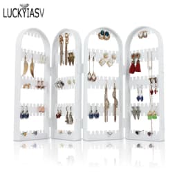 60 to 360 holes Plastic Earrings Studs Display Rack Folding Screen Earring Jewelry Display Stand Holder Storage For Stud