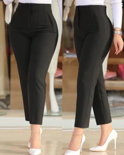 Fashion Solid Slim Trousers Elegant Office Lady High Waist Pocket Nine Point Pants 2025 Autumn New Casual Women Clothing