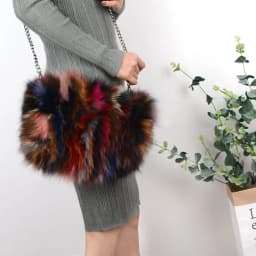 MS.MinShu-Real Fox Fur Hand Muff Bag for Women, Winter Hand Warmer, Pocket Handbag with Chain, Fashion Brand