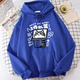Cartoon Cat Is An Abstract Work Machine Mans Pullover Comfort Harajuku Wei Clothing Leisure Youth Hoody Youth Cartoon Clothing