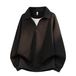 Men's Waffle Knit Polo Collar Sweatshirt Big Size 6XL 7XL 8XL Polyester Spandex Breathable Soft Black Coffee Casual Daily Top