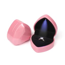 New in LED Light Jewelry Box Ring Earrings Earnail Pendant Organizer Imitation Leather Velvet Decorative Gold Frame Storage Box