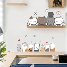 1Pc Cartoon Cute Cat Claw for Kids Room Door Wall Decals Bedroom Decoration Baby Nursery Home Decor Background