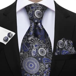Luxury Paisley Brown Red Blue Grey Wedding Tie For Men Handky Cufflink Gift Men Necktie Fashion Designer Business Party Gift