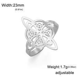 Celtic Knot Ring Stainless Steel Opening Adjustable Men's and Women's Witchcraft Talisman Jewelry Gift